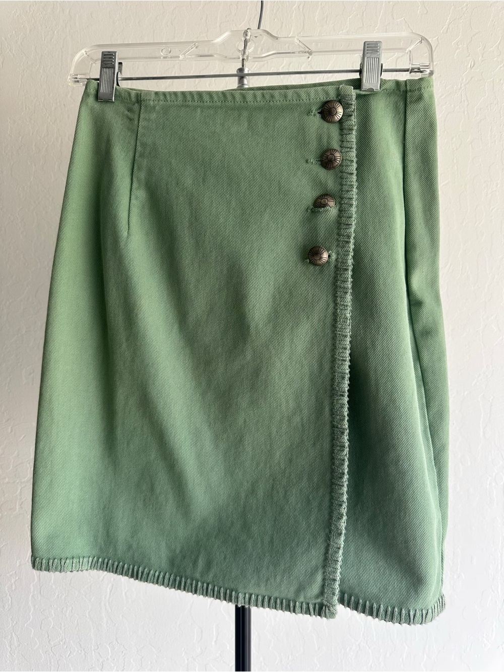 Ralph Lauren Green A-Line Mini Skirt with Button Trim